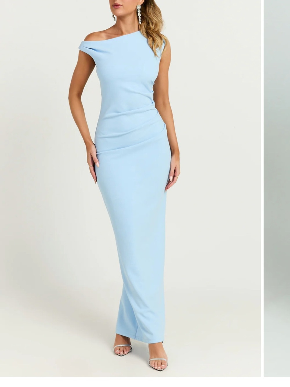 Showpo One-Shoulder Baby Blue Maxi Dress